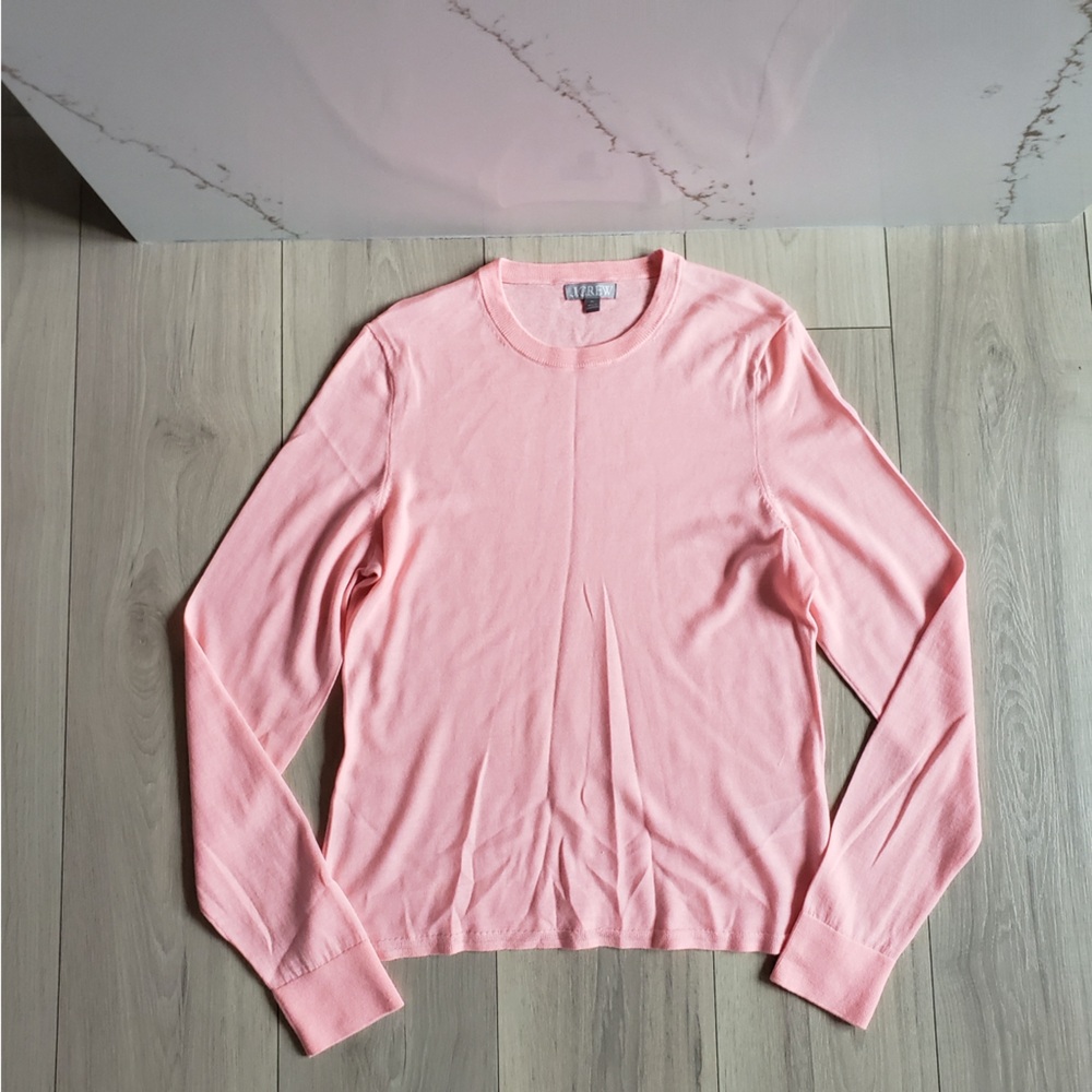 J. Crew 100% Merino Wool Sweater Womens XL Pink Lightweight Long Sleeve Crewneck